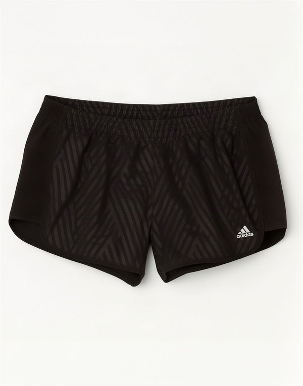 Adidas Damen Climalite Sport Shorts UK 16/18 Large Schwarz gestreift