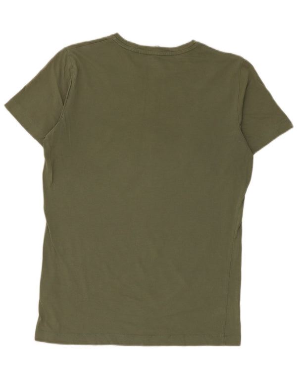 Calvin Klein Jeans Damen Grafik-T-Shirt-Oberteil UK 10 Small Khaki Baumwolle