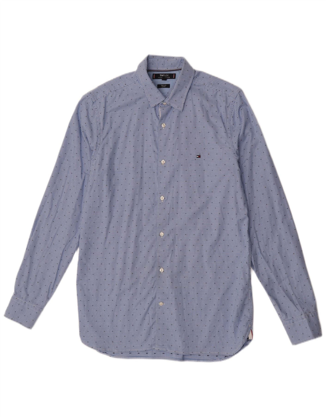 Tommy Hilfiger Herren Slim Fit Hemd mittelblaue Hahnentritt-Baumwolle