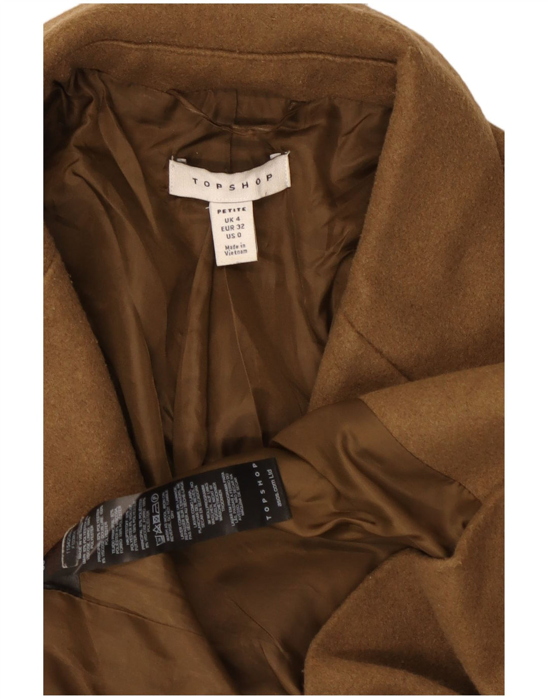 Topshop Damen Petite Übergroßer zweireihiger Mantel UK 4 XS Braun