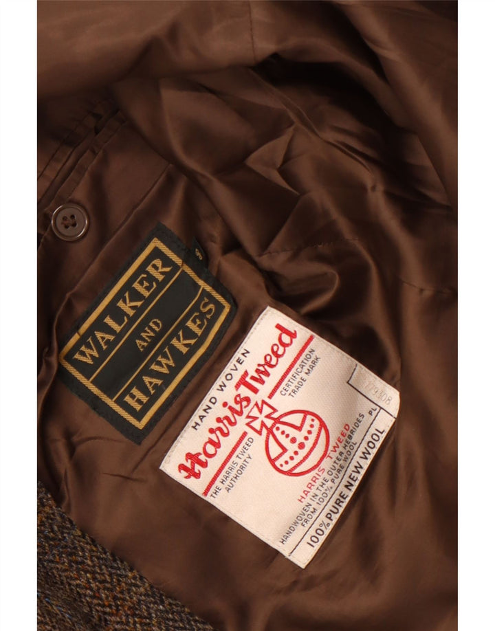 Walker and Hawkes Herren Harris Tweed Blazer Jacke IT 46 3XL Braun