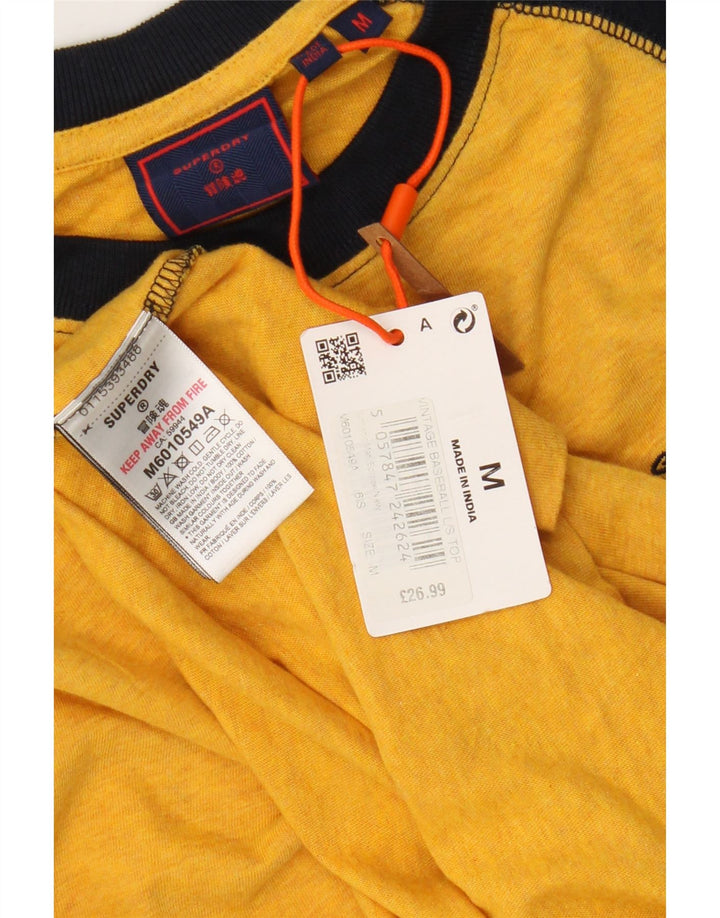 Superdry Herren-Oberteil aus langärmliger mittelgelber Colourblock-Baumwolle