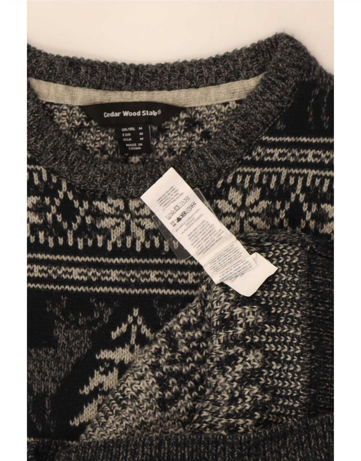 Cedarwood State Herren-Pullover mit Rundhalsausschnitt, Mittelgrau, Fair Isle