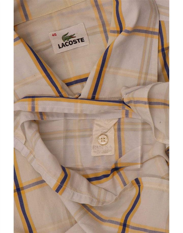 Lacoste Herren-Kurzarmhemd, Größe 46 2XL, weiß karierte Baumwolle