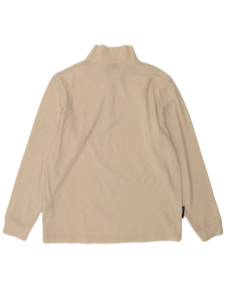 Invicta Herren-Fleecepullover mit Reißverschluss am Hals, groß, cremefarbenes Polyester