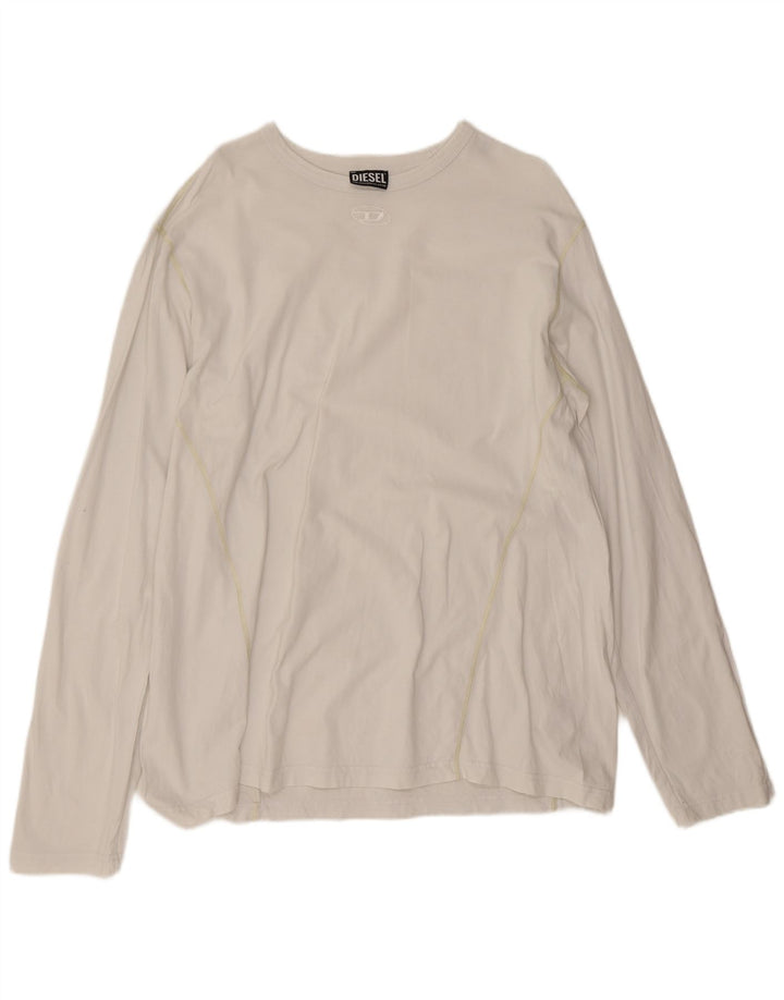 Diesel Herren Graphic Top Langarm 2XL Weiße Baumwolle