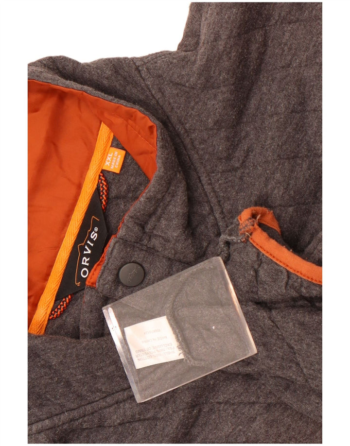 Orvis Herren-Sweatshirt mit Knopfkragen, 2XL, graue Baumwolle