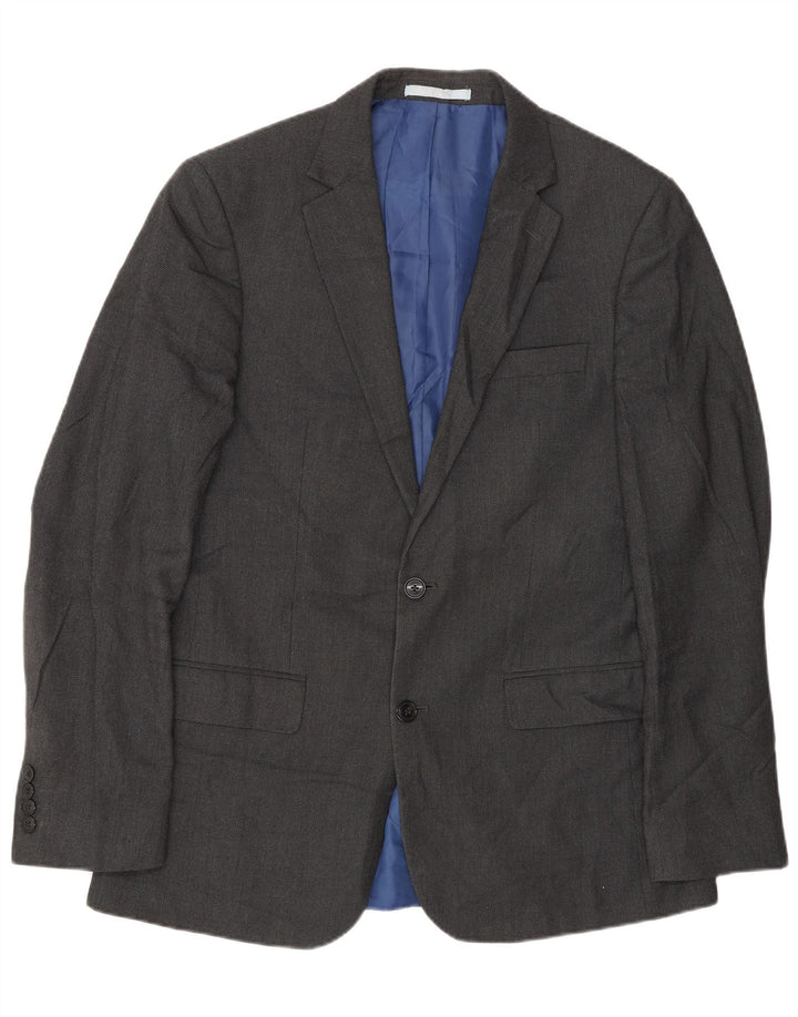 Marks & Spencer Herren-Blazer, lang, schmal, mit 2 Knöpfen, UK 40, Mittelgrau