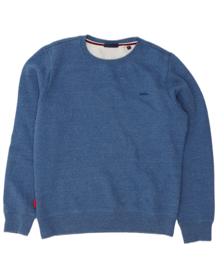 Superdry Herren-Sweatshirt-Pullover, große, blau gefleckte Baumwolle