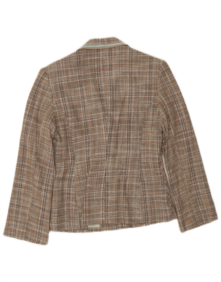 Monsoon Damen-Blazer mit 3 Knöpfen, Gr. 8, klein, grün kariert, Seide
