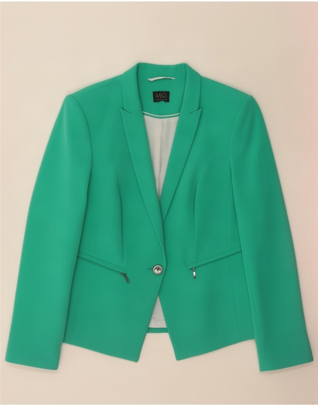 Marks & Spencer Damen 1-Knopf-Blazerjacke UK 14 Mittelgrün
