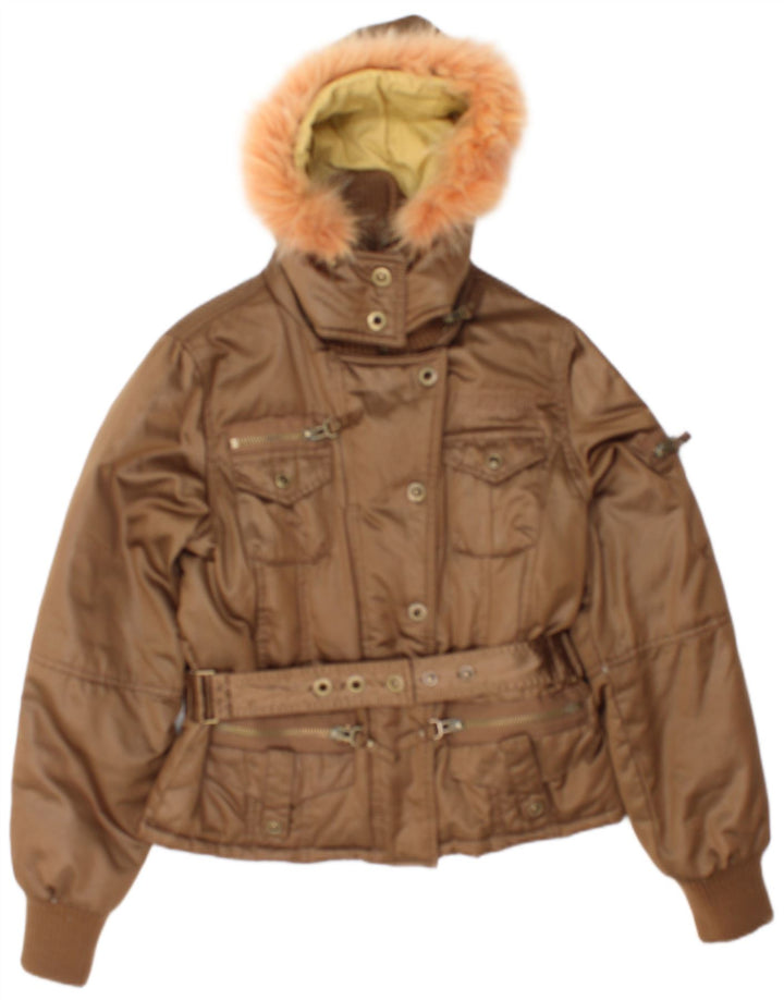 Phard Damen-Jacke mit Kapuze, gepolstert, UK 12, mittelbraun, Polyester