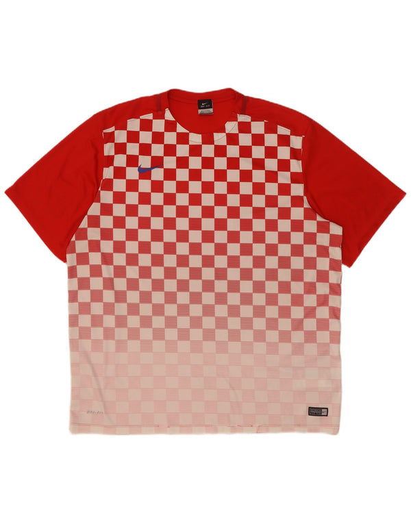 Nike Herren Dri Fit T-Shirt Top 2XL Rot Geometrisch Polyester