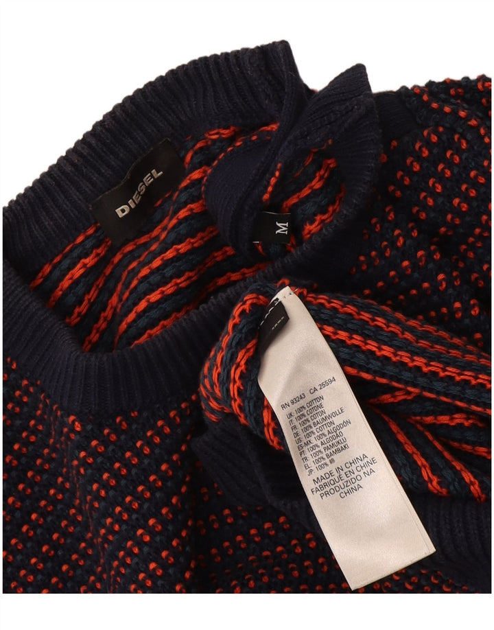 Diesel Herren-Pullover mit Rundhalsausschnitt, mittelgroß, marineblau, gestreift, Baumwolle