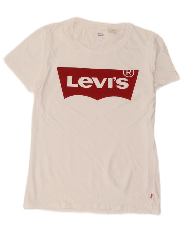 Levi's Damen Grafik-T-Shirt-Oberteil UK 6 XS Weiß