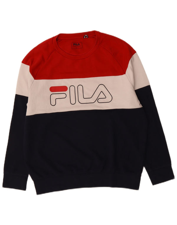 FILA Herren-Sweatshirt mit Grafik, groß, mehrfarbig, Colourblock-Baumwolle