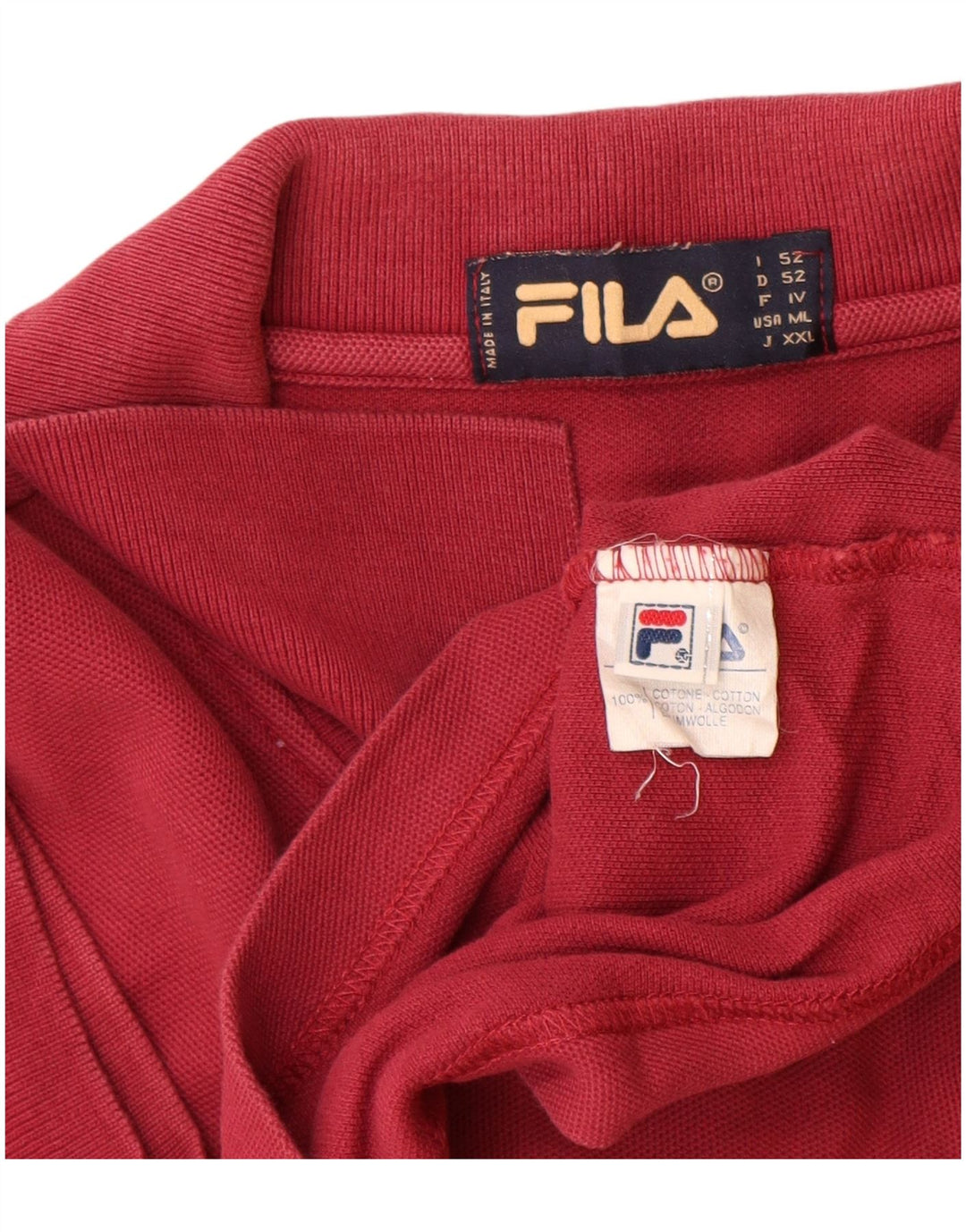 Fila Herren Poloshirt IT 52 Große rote Baumwolle