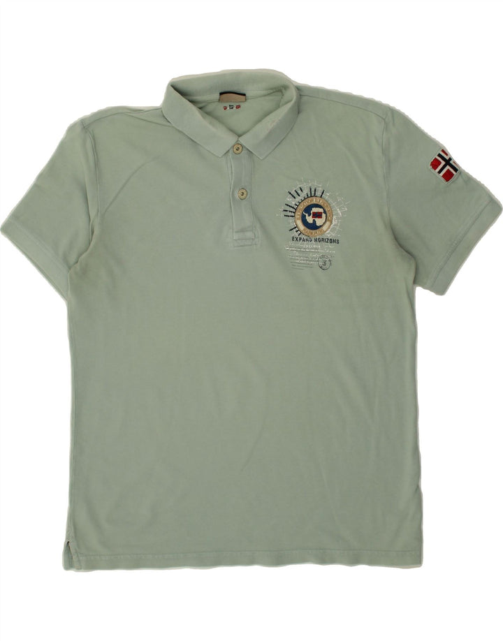 NAPAPIJRI Mens Graphic Polo Shirt Large Green Vintage Napapijri and Second-Hand Napapijri from Messina Hembry 