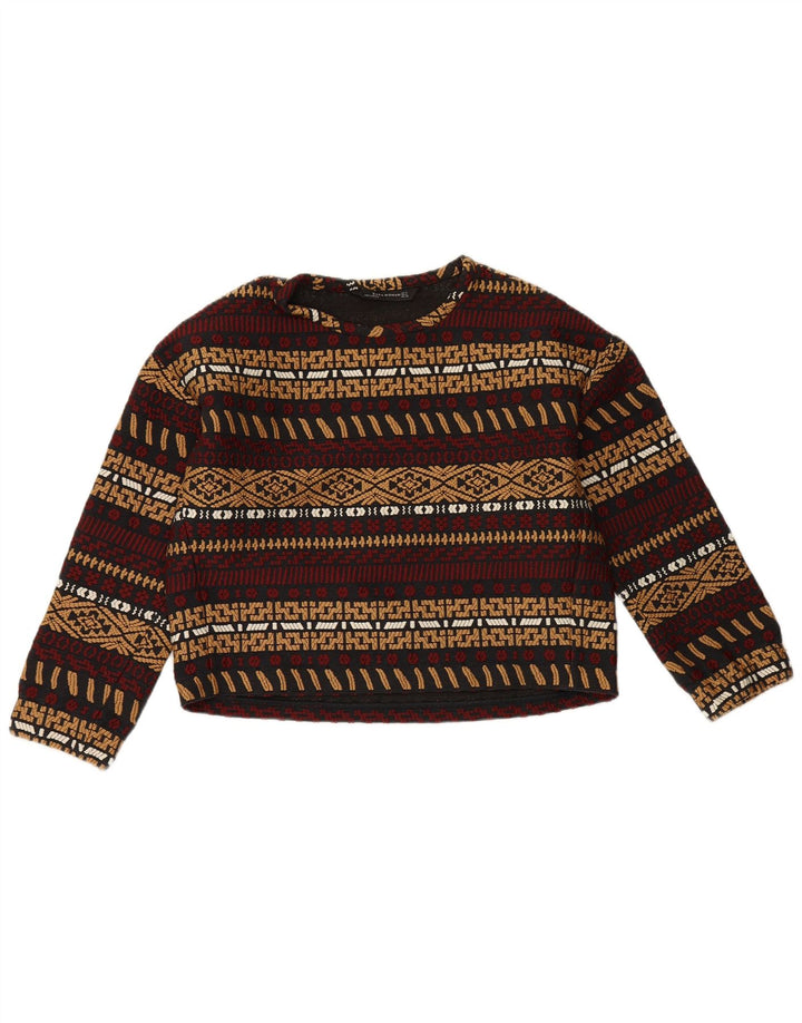 Zara Damen-Sweatshirt-Pullover UK 14 Medium Mehrfarbig gestreift Polyester