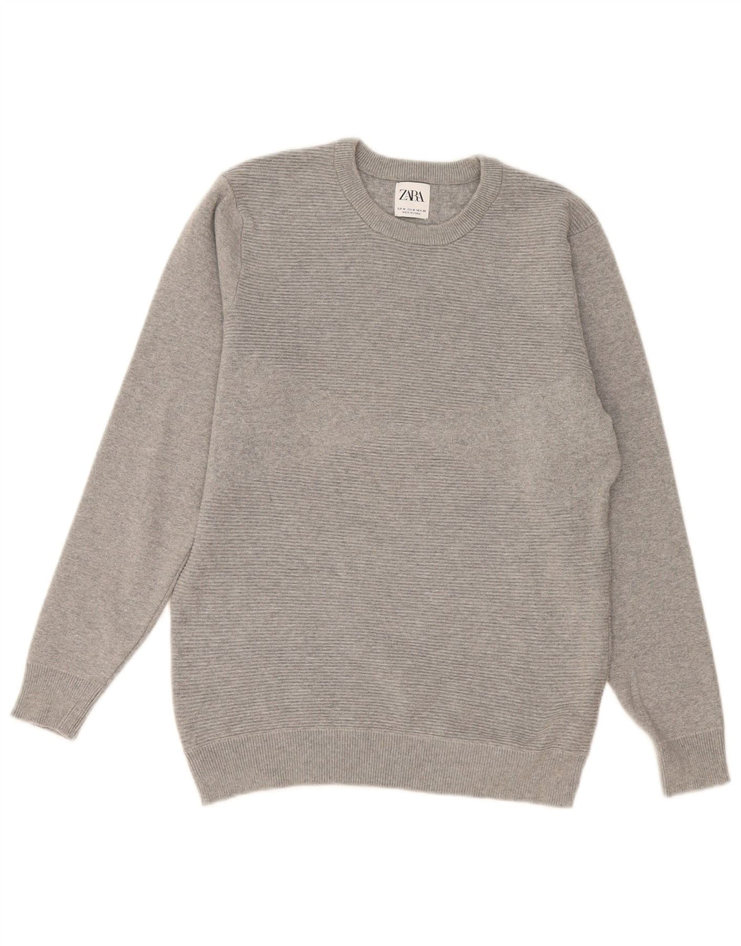 Zara Herren-Pullover mit Rundhalsausschnitt, mittelgrau