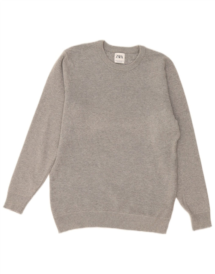 Zara Herren-Pullover mit Rundhalsausschnitt, mittelgrau
