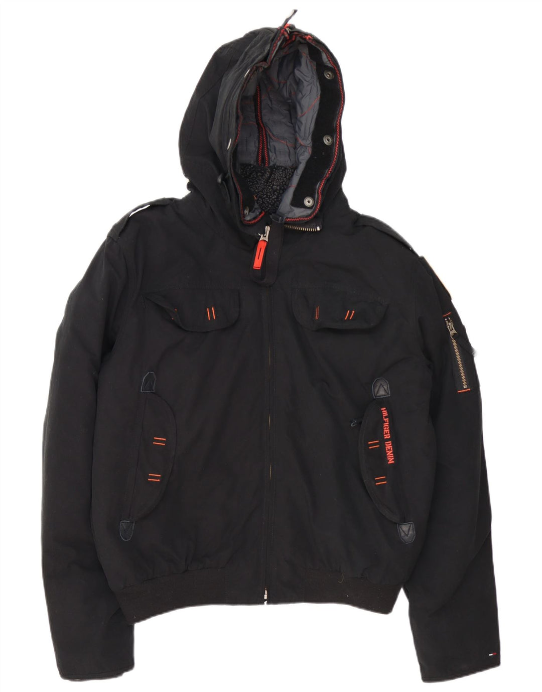 Tommy Hilfiger Herren Denizen Kapuzen-Bomberjacke UK 42 XL Schwarz Polyester