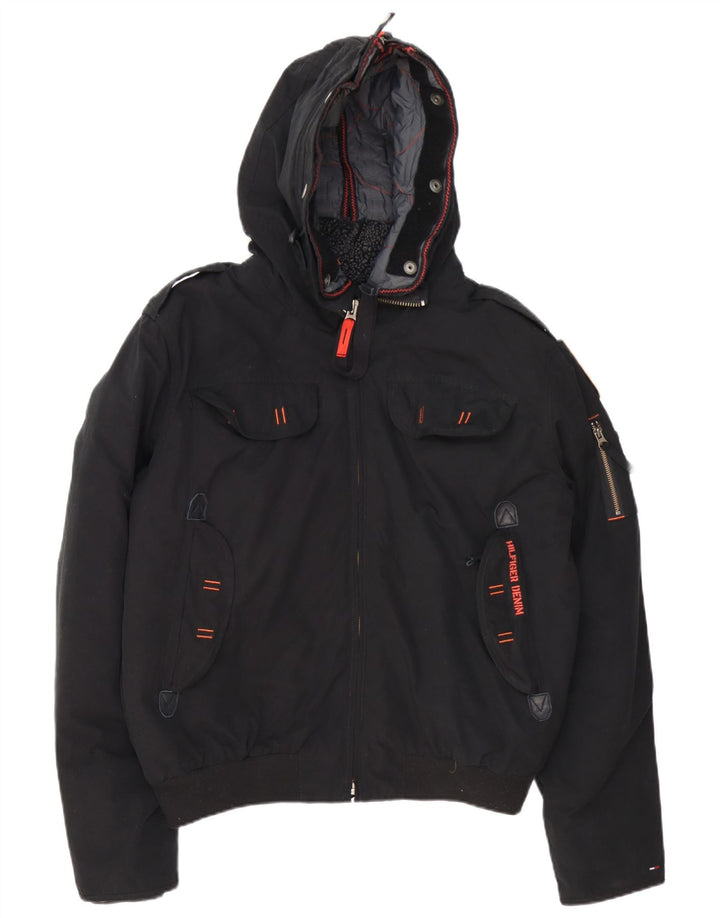 Tommy Hilfiger Herren Denizen Kapuzen-Bomberjacke UK 42 XL Schwarz Polyester