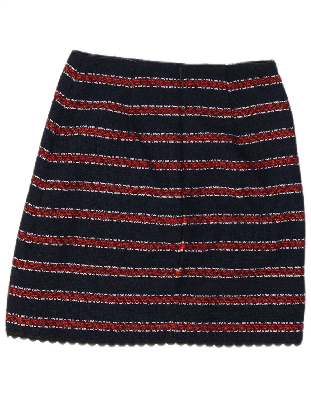 WAREHOUSE Damen Minirock UK 8 Small W26 Marineblau gestreift Polyester