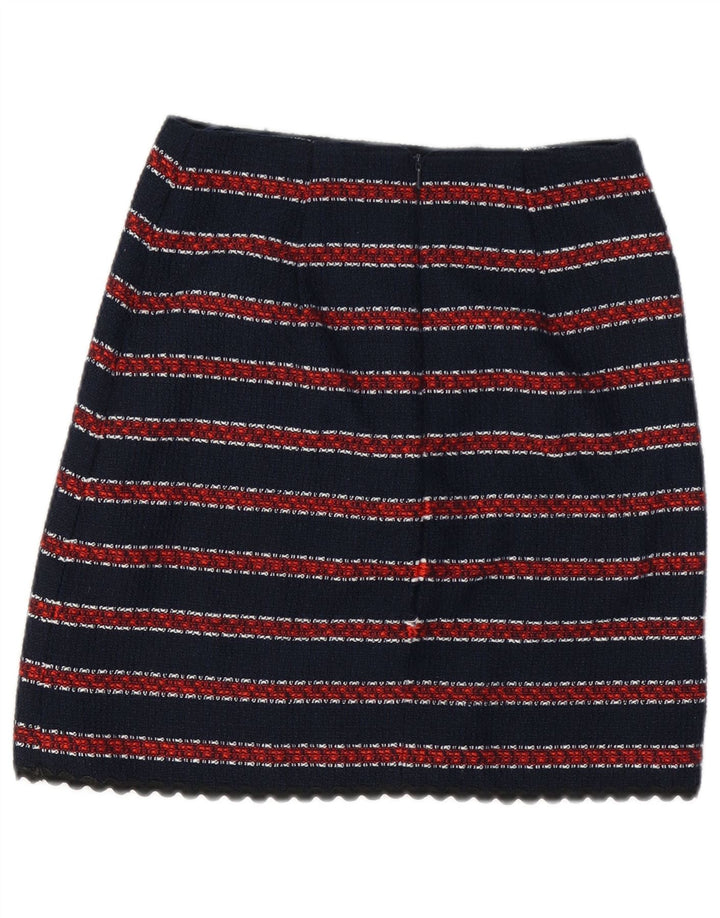 WAREHOUSE Damen Minirock UK 8 Small W26 Marineblau gestreift Polyester
