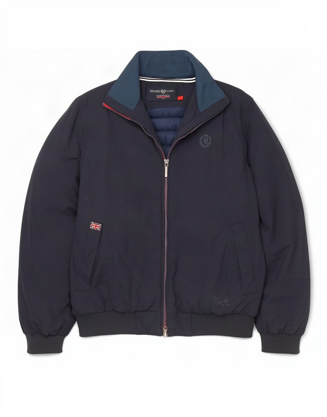Henri Lloyd Herren-Bomberjacke mit Grafik, UK 40, großes marineblaues Nylon