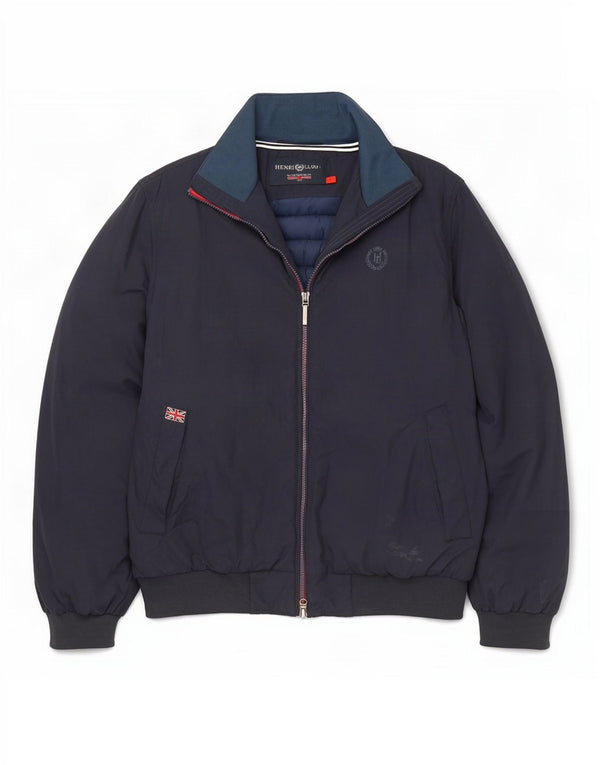 Henri Lloyd Mens Graphic Bomber Jacket UK 40 Large Navy Blue Nylon