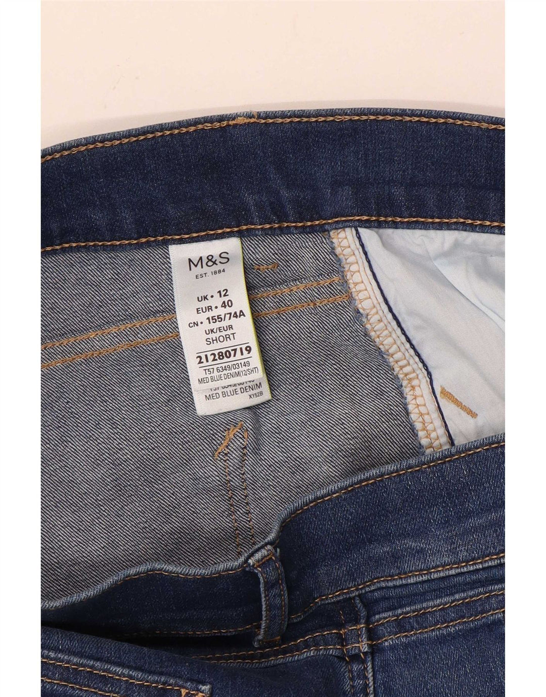 Marks & Spencer Damen Slim Bootcut Jeans UK 12 Medium W30 L28 Blaue Baumwolle