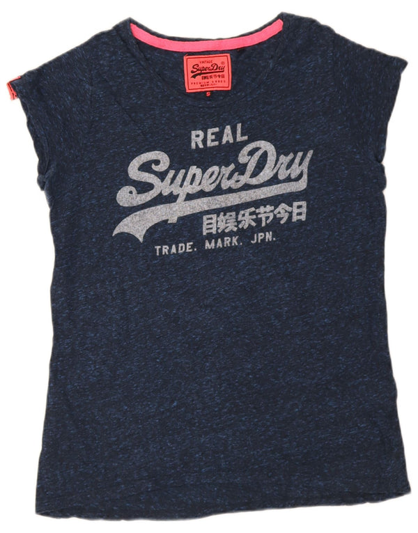 Superdry Grafik-T-Shirt-Oberteil für Damen, UK 10, Größe S, Marineblau, Baumwolle
