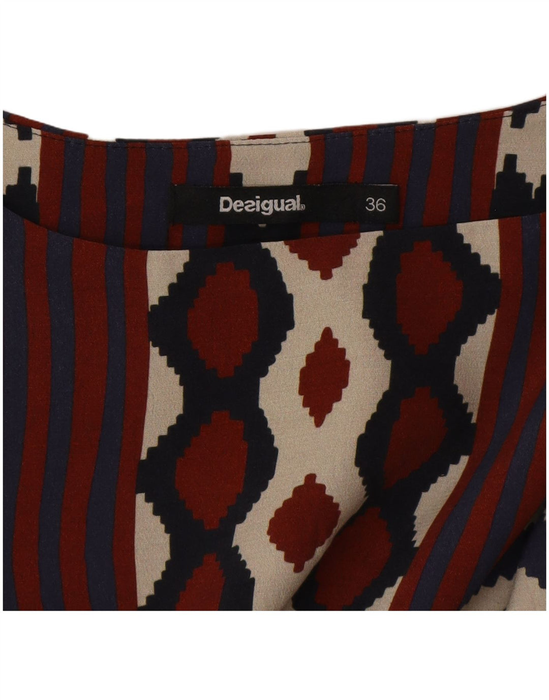 Desigual Damen Langarm-Etuikleid EU 36 Small Navy Blue Geometrisch