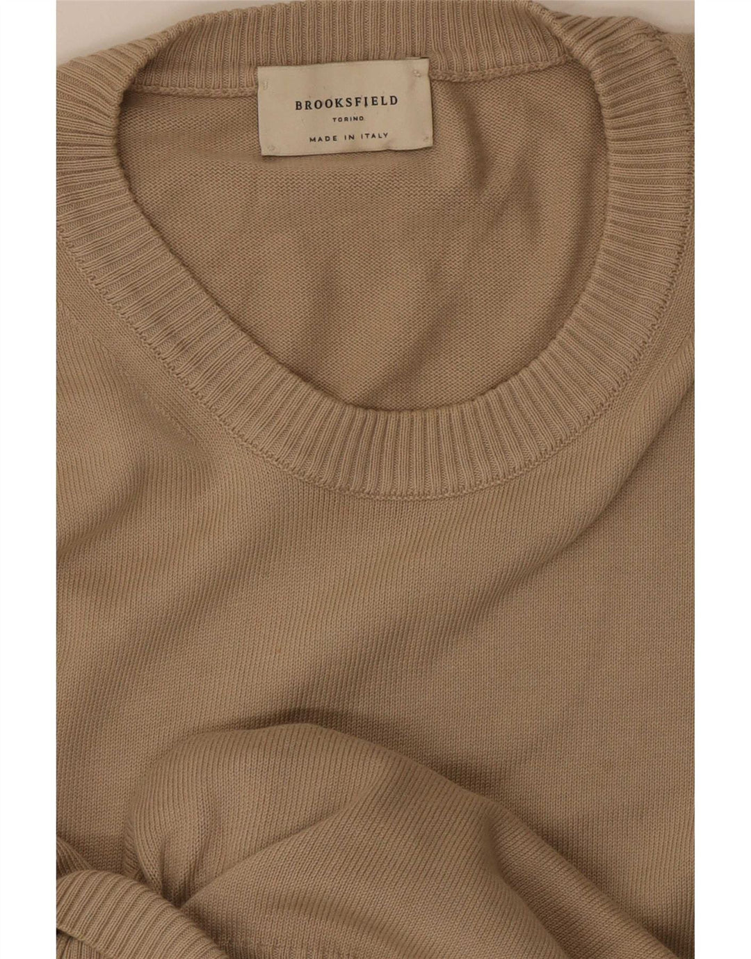 Brooksfield Herren-Pullover mit Rundhalsausschnitt, Mittelbeige