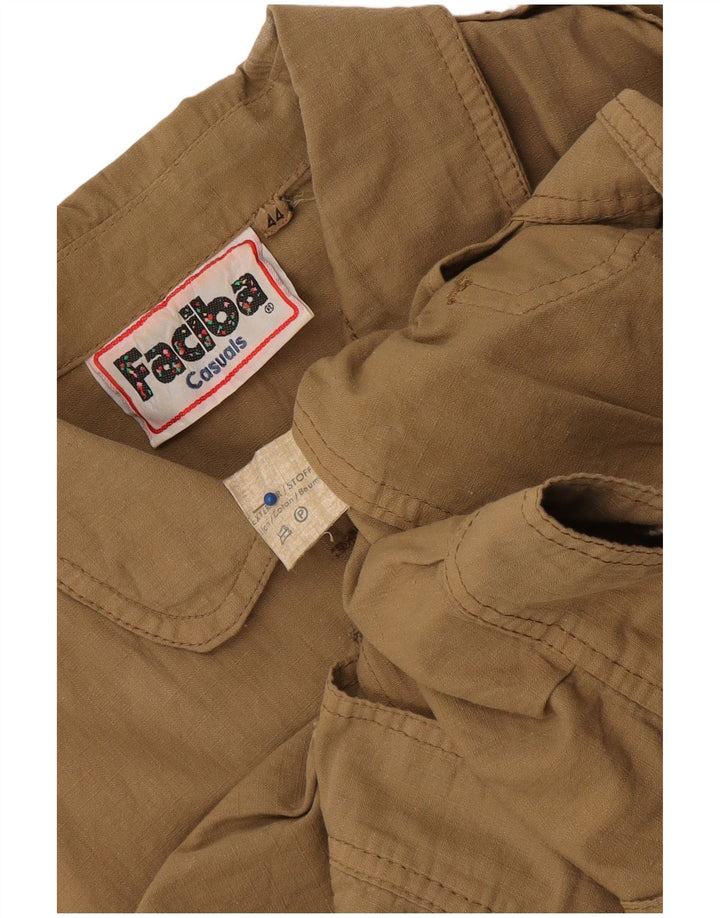 Faciba Damen-Oversize-Utility-Gilet IT 44 aus mittelbeiger, geblümter Baumwolle