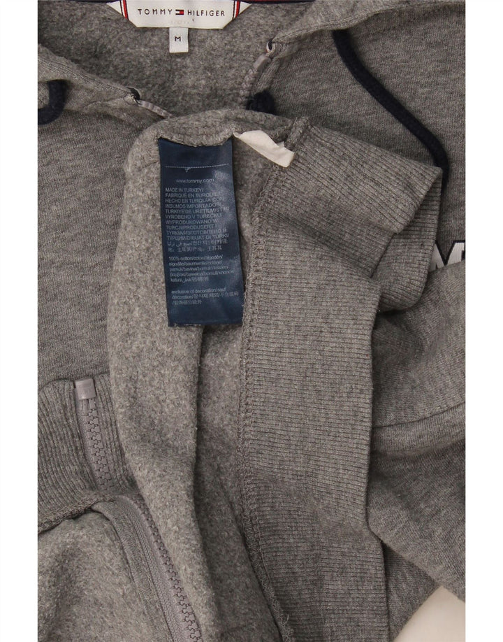 Tommy Hilfiger Damen-Pullover mit Kapuze, übergroß, mit Reißverschluss, UK 14, mittelgraue Baumwolle