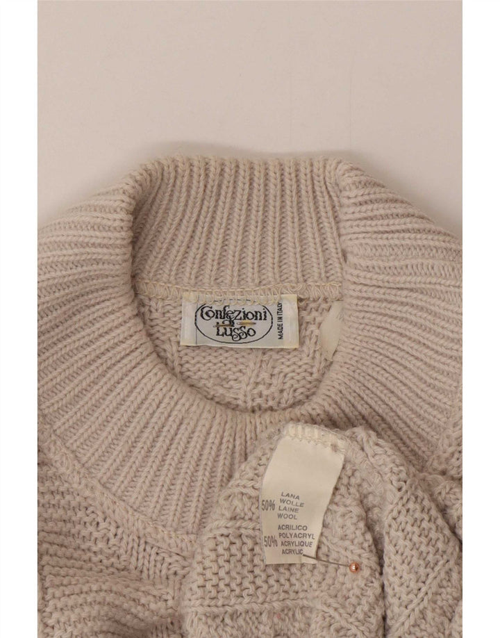 Confezioni Di Lusso Herren-Pullover mit Rollkragen, mittelbeige Wolle