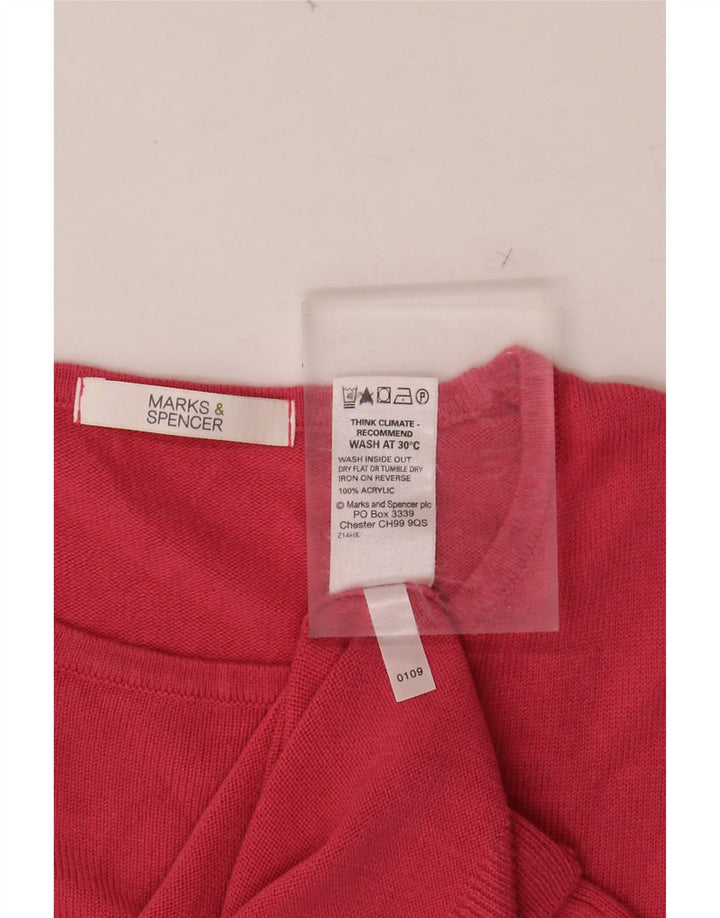 MARKS & SPENCER Damen Crop Pullover mit Rundhalsausschnitt, UK 10, Größe S, Rosa