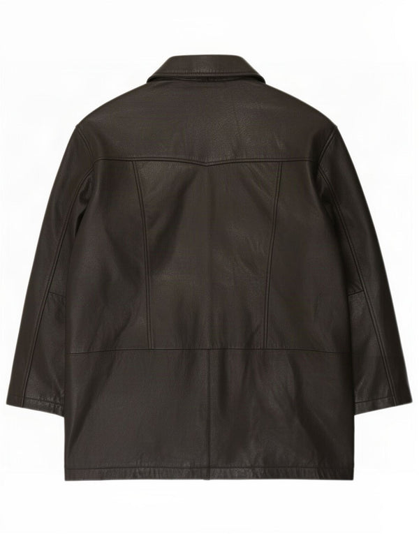 Paolo Negrato Mens Leather Coat UK 44 2XL Black