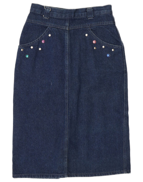 Vintage Damen Jeansrock mit hoher Taille, mittelgroß, W24, marineblaue Baumwolle