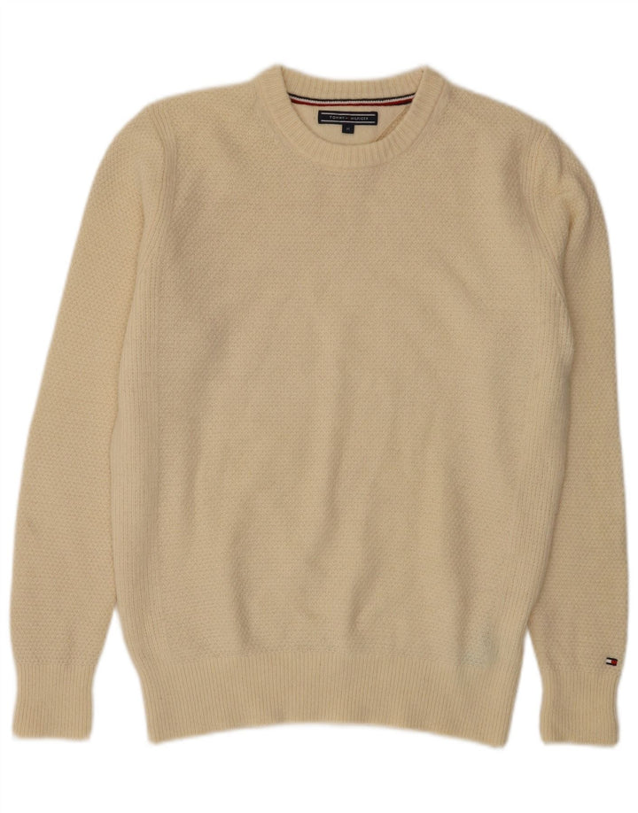 Tommy Hilfiger Herren-Pullover mit Rundhalsausschnitt, mittelbeige Wolle