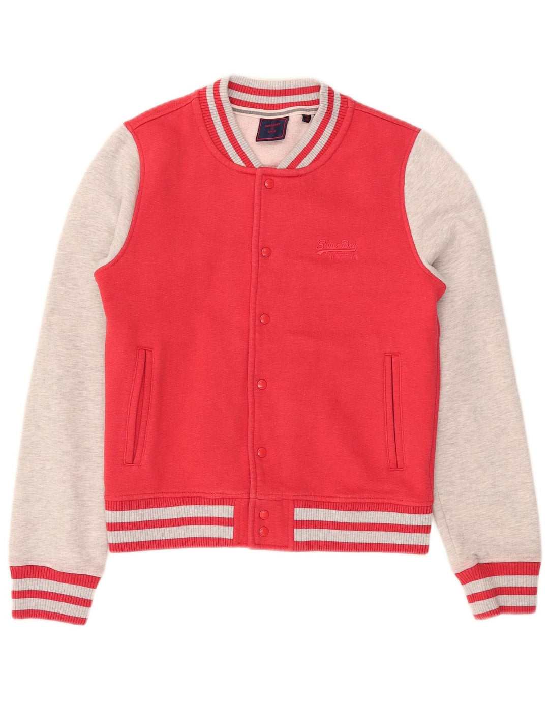 Superdry Damen Varsity Jacke UK 10 Small Rot Colourblock Baumwolle
