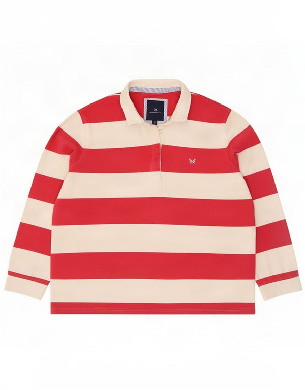 Crew Clothing Damen Langarm-Rugby-Poloshirt UK 18 XL Rot gestreift