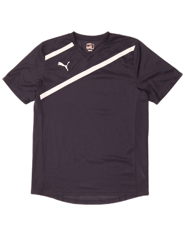 Puma Mens T-Shirt Top Large Navy Blue Striped