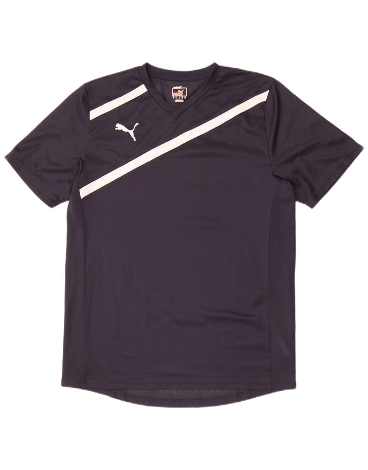 Puma Herren T-Shirt Top Large Marineblau gestreift