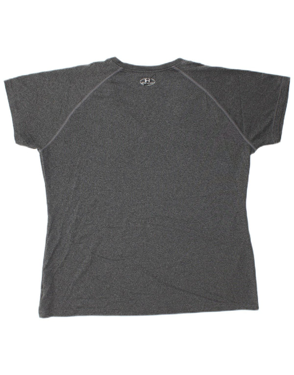 Under Armour Damen Heat Gear T-Shirt Top UK 18 XL Grau Polyester