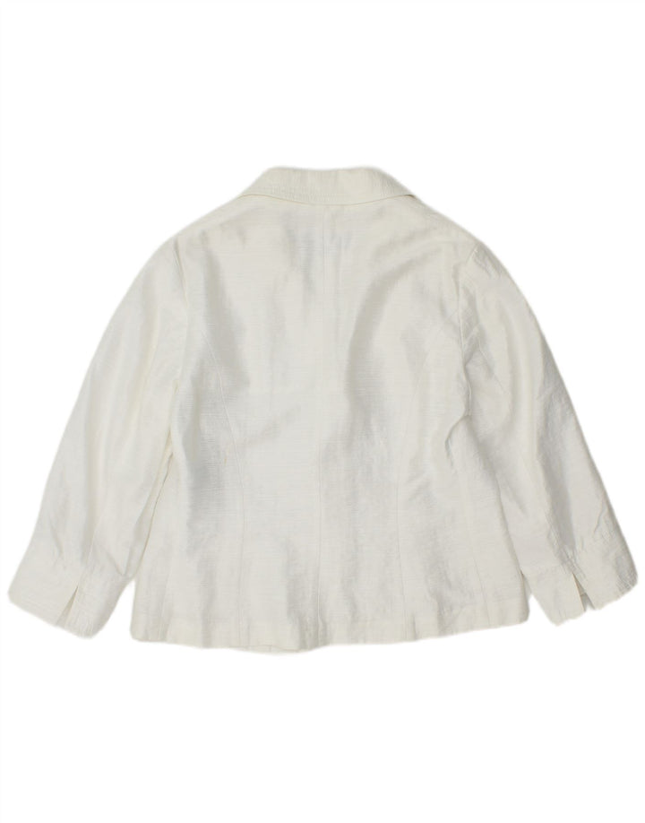 MARTA PALMIERI Womens 3/4 Sleeve 1 Button Blazer Jacket UK 14 Large White