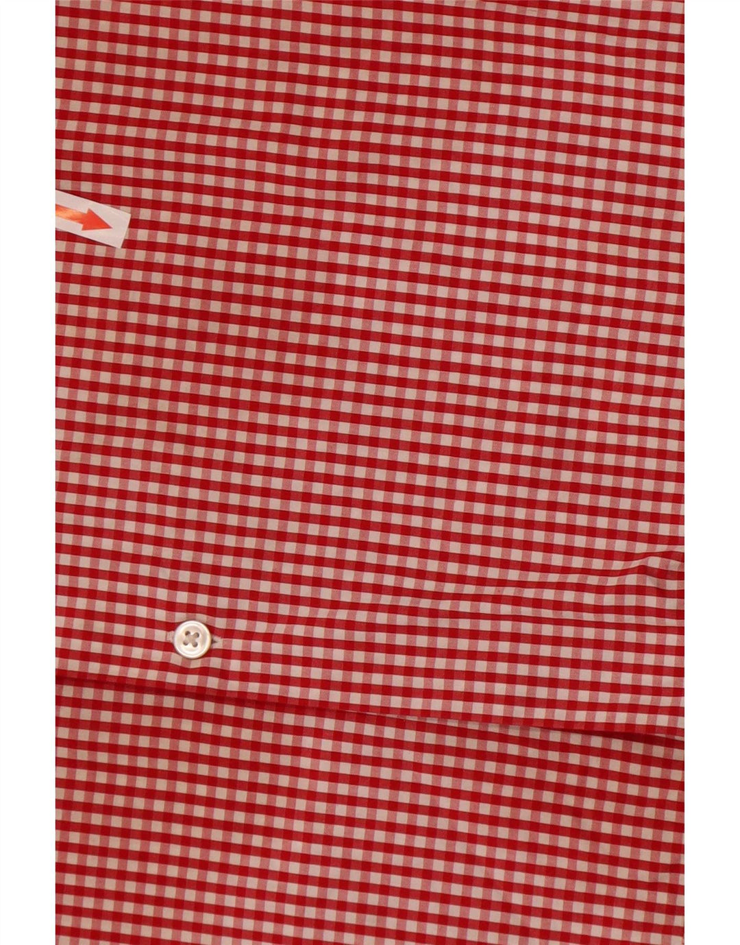 Hugo Boss Herren-Hemd mit normaler Passform, Größe 41 16, große rote Gingham-Baumwolle
