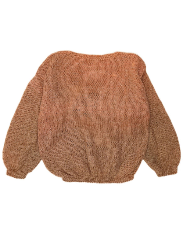 Vintage Damen Pullover mit U-Boot-Ausschnitt, UK 18 XL, Braun, Farbblock